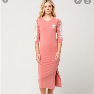 Adidas Pink 3 stripes midi Dress